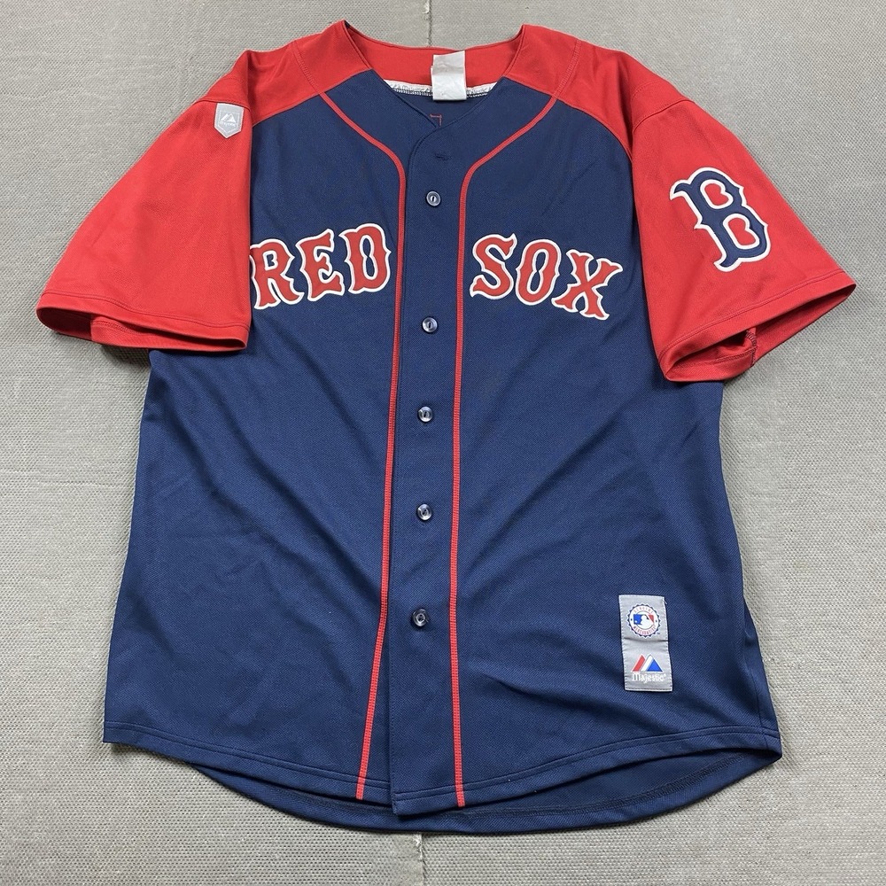 Boston Red Sox Jersey Mens Large #18 Matsuzaka Blue Red Stitched Majestic